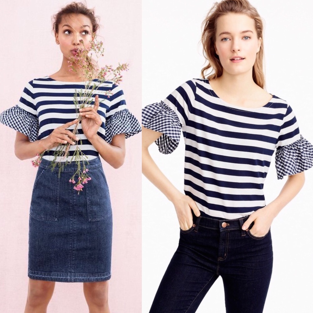 J. Crew Ruffle Sleeve Top - Picture 3 of 8